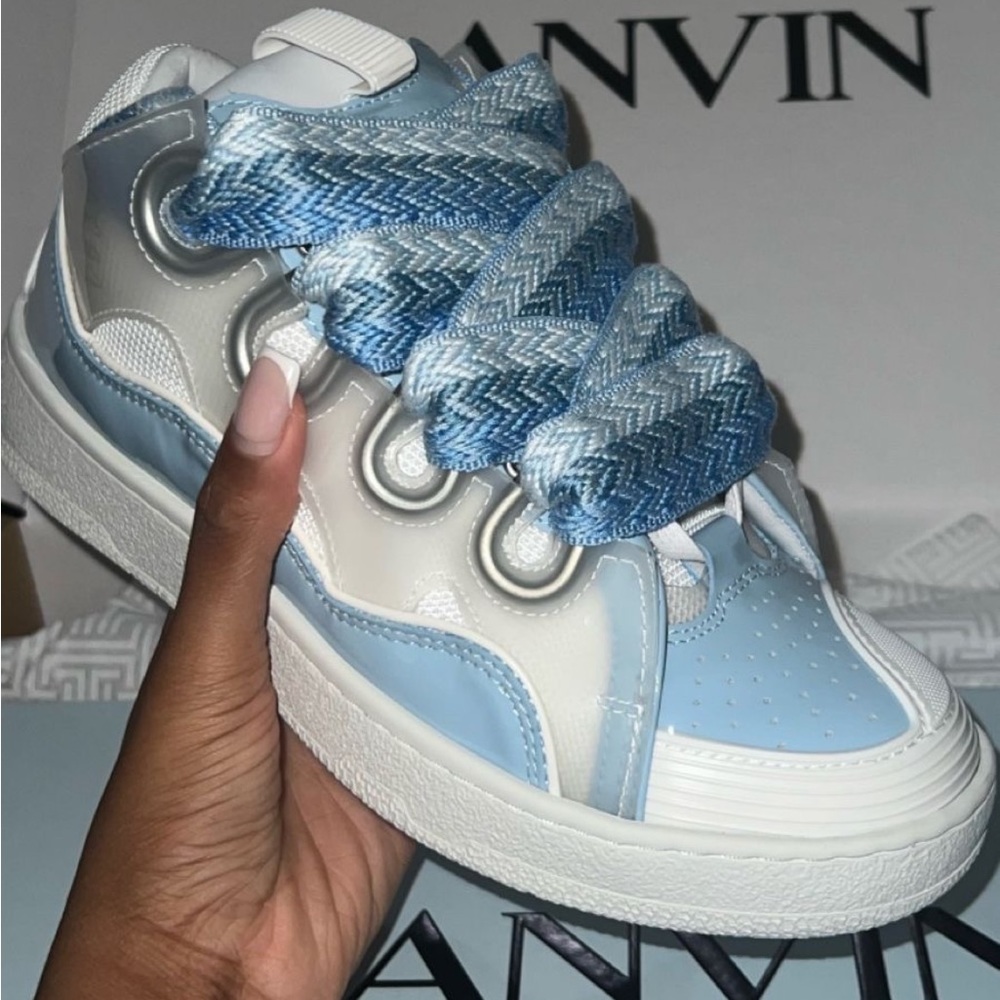 Lanvin Leather Curb Light Blue.